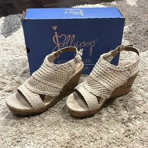 Jellypop - Cream Cork Wedge sandals - size 7.5